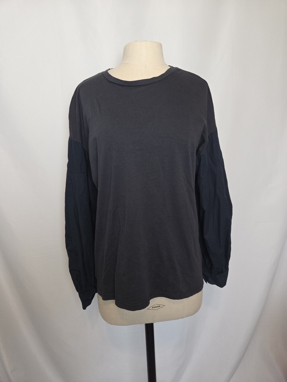 ZARA Trafaluc Balloon Sleeve Mixed Media Top